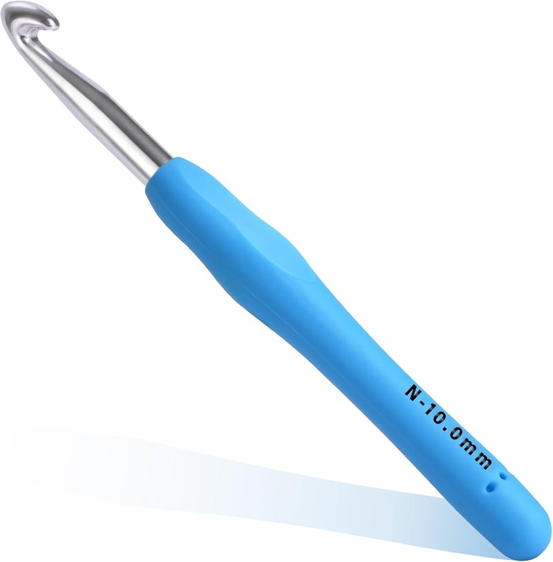 Gerute 10mm Crochet Hook, Ergonomic Crochet Hooks with Soft Rubber Handle and Smooth Glide Head - Lightweight Aluminum Needles for Beginners, Arthritis, Yarn Projects, Long Crafting Sessions (10.0 mm) - Image 1